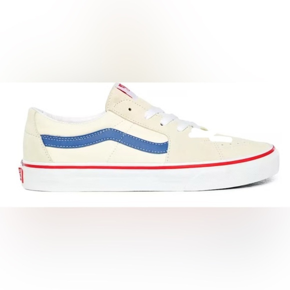 NWOB Vans Sk8-Low White and Blue Women's Sneakers Woman’s Sz 8